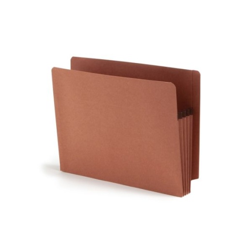 Smead End-Tab Extra-Wide File Pockets, 3-1/2" Expansion, Extra-Wide Letter Size, 100% Recycled, Redrope, Pack Of 25