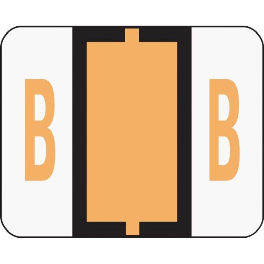 Smead BCCR Bar-Style Permanent Alphabetical Labels, B, Light Orange, Roll Of 500