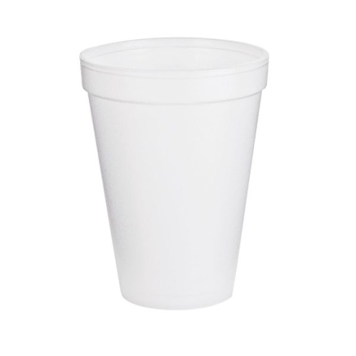 Dart Foam Drink Cups, 12 Oz, Squat, White, 1,000/Carton