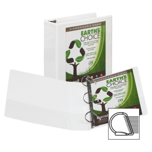 Samsill Earth's Choice Vue 3-Ring Binder, 3" D-Rings, White