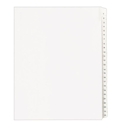 Avery Allstate-Style Collated Legal Exhibit Dividers, 8 1/2" X 11", White Dividers/White Tabs, 1–25