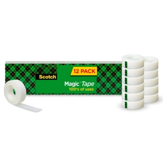 Scotch Magic Tape, Invisible, 3/4 In X 1000 In, 12 Tape Rolls