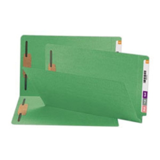 Smead Shelf-Master Color Fastener Folders, Legal Size, Green, Box Of 50