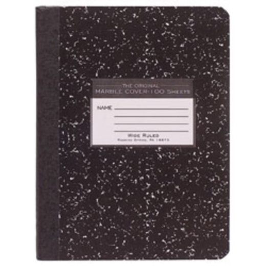Roaring Spring Composition Book, 7 1/2" X 9 3/4", Wide Ruled, 100 Sheets, Black Marble