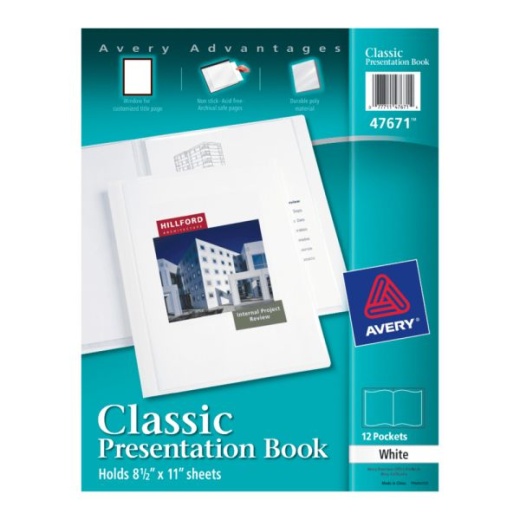 Avery Classic Presentation Book, 1" Round Rings, White
