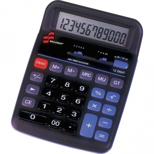 Skilcraft 12-Digit Dual Powered Desktop Calculator