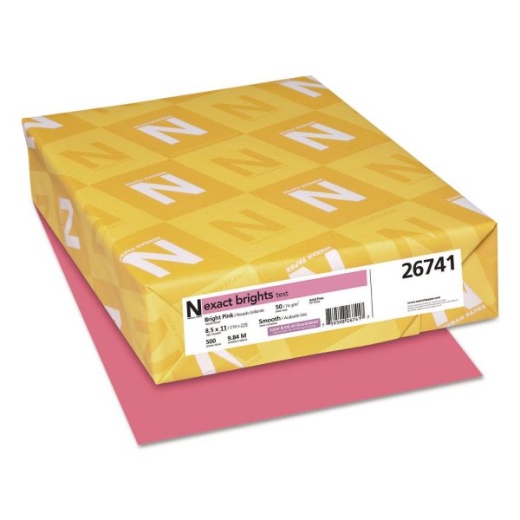 Neenah Paper Exact Brights Paper, 20 Lb Bond Weight, 8.5 X 11, Bright Pink, 500/Ream