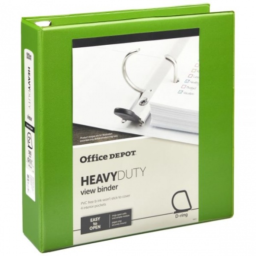 Heavy-Duty View 3-Ring Binder, 2" D-Rings, Army Green
