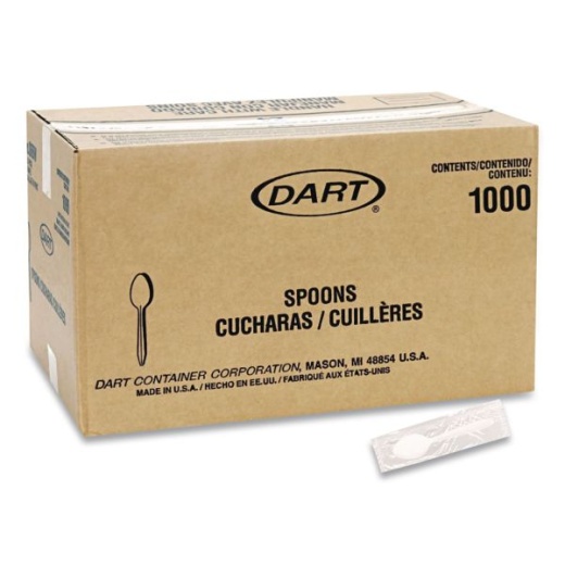 Reliance Mediumweight Cutlery, Teaspoon, Individually Wrapped, White, 1,000/Carton