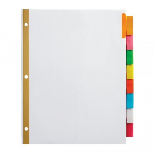 Insertable Dividers With Big Tabs, White, Assorted Colors, 8-Tab