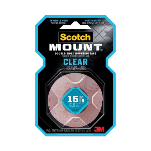 Scotch Permanent Clear Mounting Tape, Holds Up to 15 lbs