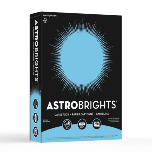Astrobrights Color Card Stock, Lunar Blue, Letter (8.5" X 11"), 65 Lb, Pack Of 250