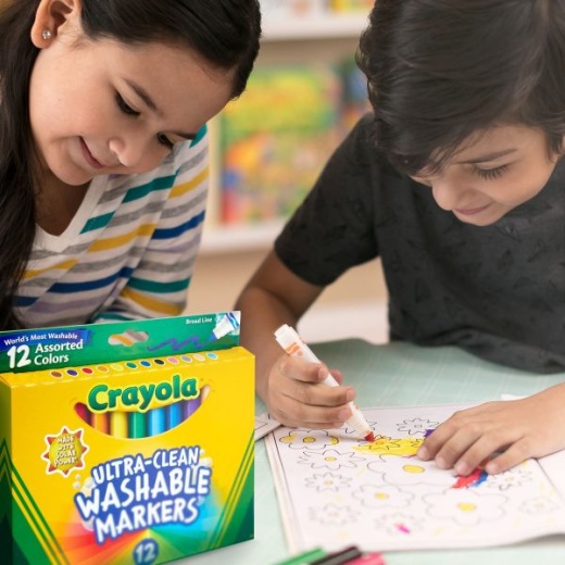 Crayola Washable Markers, Assorted Colors - 12 markers