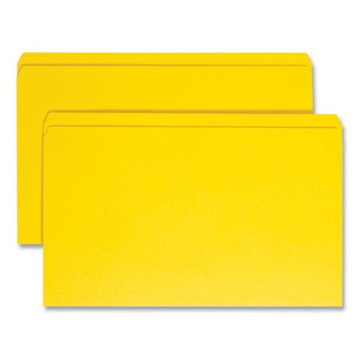 Smead Reinforced Top Tab Colored File Folders - Legal Size, 0.75" Expansion, Yellow, 100/Box