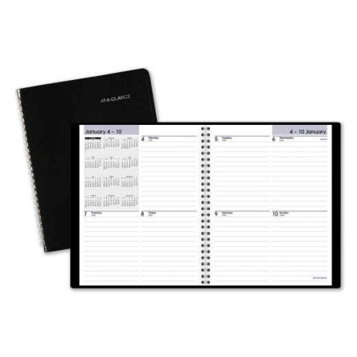 AT-A-GLANCE DayMinder Open-Schedule Weekly Appointment Book, 8.75 x 7, Black Cover, 12-Month (Jan to Dec): 2025