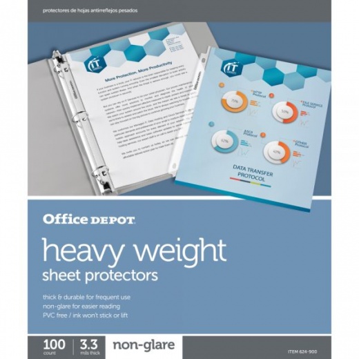 Heavyweight Sheet Protectors, 8-1/2" x 11", Non-Glare, Pack Of 100