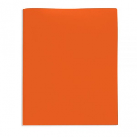 2-Pocket School-Grade Poly Folder With Prongs, Letter Size, Orange