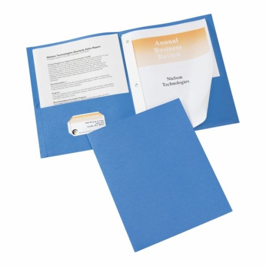 Avery 2-Pocket Folders With Fasteners, Letter Size, Light Blue, Pack Of 25
