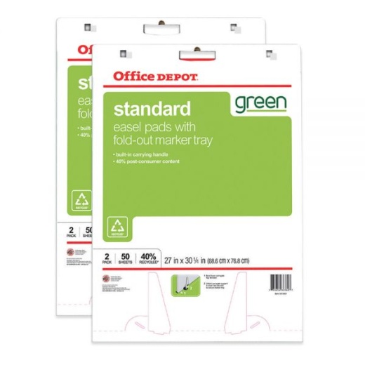 Bleed Resistant Easel Pads, 27" x 32", 50 Sheets, 40% Recycled, White, Pack of 2