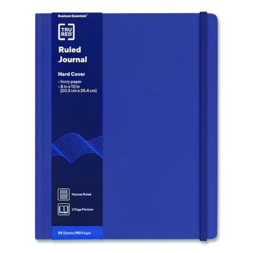 Tru Red Hardcover Business Journal, 1-Subject, Narrow Rule, Blue Cover