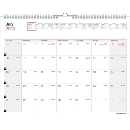 2025-2026 Office Depot Brand Monthly Academic Wall Calendar, 11" X 8-1/2", 30% Recycled, July 2025 To June 2026