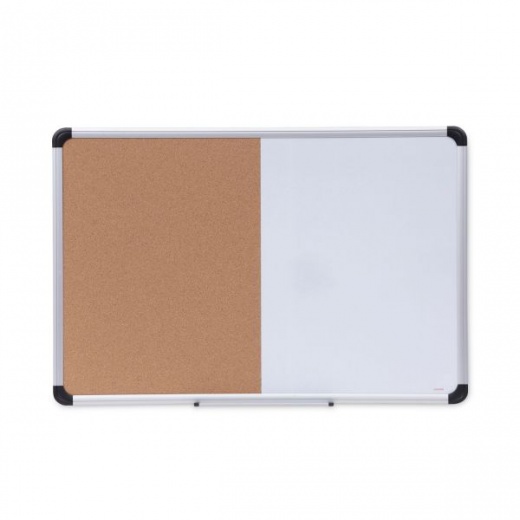 Universal Cork/Dry Erase Board, 36 x 24, Tan/White Surface, Gray/Black Aluminum/Plastic Frame