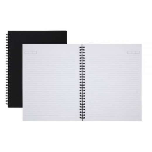 Wirebound Business Notebook, Hard Back Cover, 7-1/4" X 9-1/2", Narrow Ruled, 80 Sheets, Black