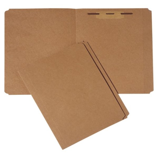 Skilcraft File Folders with 1 Fastener, Straight Cut, Letter Size, 30% Recycled, Kraft, Pack Of 100