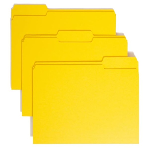 Smead Color File Folders, Letter Size, 1/3 Cut, Yellow, Box of 100