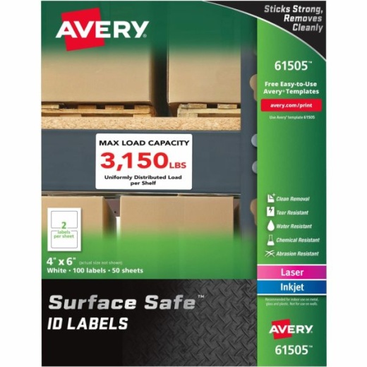 Avery Surface Safe ID Labels - Removable Adhesive - 4" x 6"
