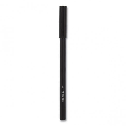 TRU RED Ballpoint Pen, Stick, Medium 1 mm, Black Ink, Black Barrel, Dozen - Buy Online
