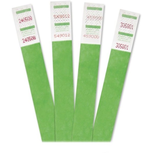 Advantus Tyvek Colored Wrist Bands, 3/4" x 10", Blue, Green, Pack Of 500