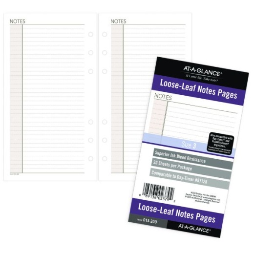 At-A-Glance Lined Notes Pages for Planners/Organizers