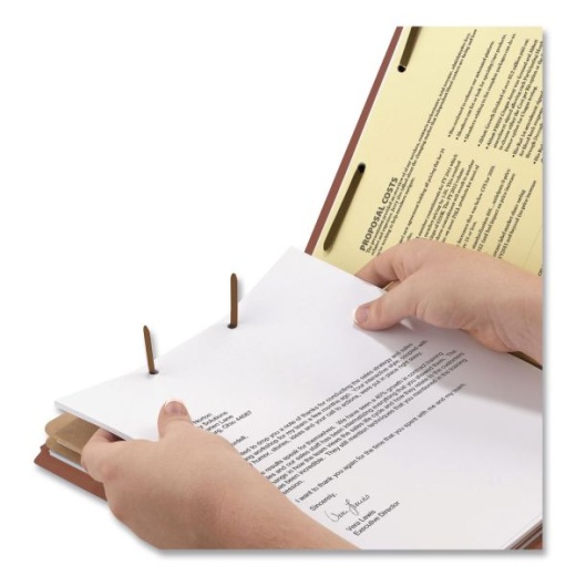 Smead Pressboard Classification Folders - 2 Dividers, Letter Size, 100% Recycled, Red