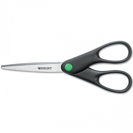 Westcott KleenEarth Scissors, 7" Long, 2.75" Cut Length, Straight Black Handle