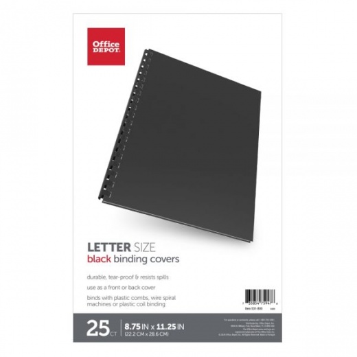Binding Backs, 8 3/4" x 11 1/4", Black, Pack Of 25