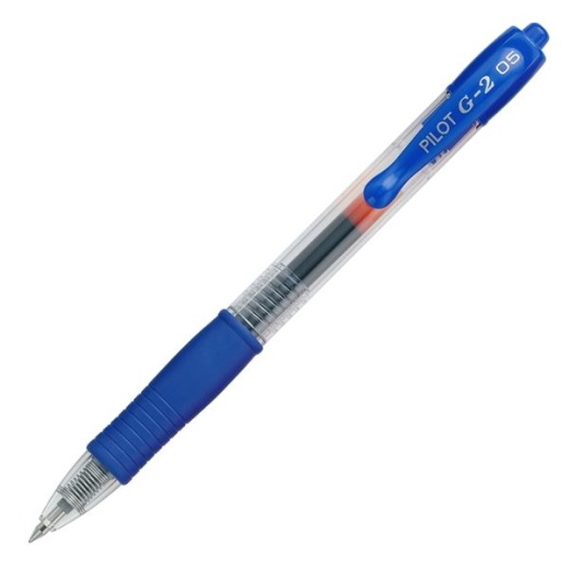 Pilot G2 Retractable Gel Pens, Extra Fine Point, 0.5 Mm, Clear Barrels, Blue Ink, Pack Of 12