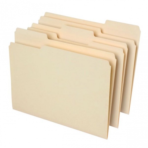 Office Depot File Folders, 1/3 Cut, Letter Size, 30% Recycled, Manila, Pack Of 100 Folders