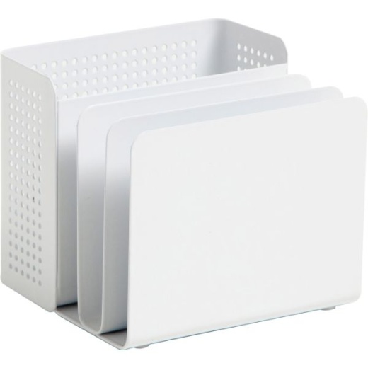 U Brands Modern Perforated Metal Sorter Cup, 3.90"H X 4.40"W X 4.30"D, Durable, White, Metal