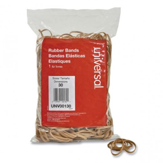 Universal Rubber Bands, Size 30, 0.04" Gauge, Beige, 1 Lb Box, 1,100/Pack