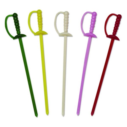 Amercareroyal Sword Picks, Plastic, 3.25", Assorted Colors, 10,000/Carton