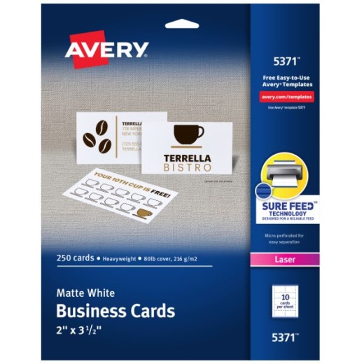 Avery Micro-Perforated Business Cards for Laser Printers, 2" x 3½"