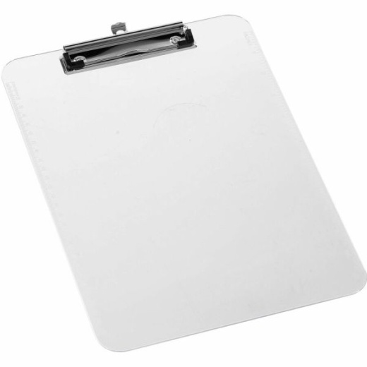 Business Source Flat Clip Clipboard - Clear Plastic 9" x 12"