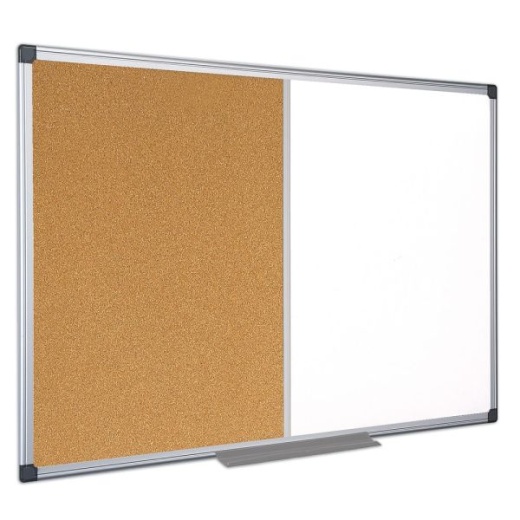 MasterVision Cork/Non-Magnetic Melamine Dry-Erase Whiteboard Combination Board, 36 x 48, Silver Aluminum Frame