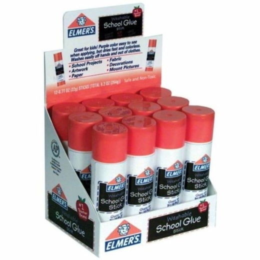 Elmer's Washable Disappearing Purple School Glue Sticks, 0.77 Oz., Pack Of 12