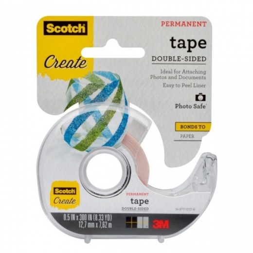 Scotch Permanent Double-Sided Scrapbooking, Photo & Document Tape, 1/2" x 300", Clear