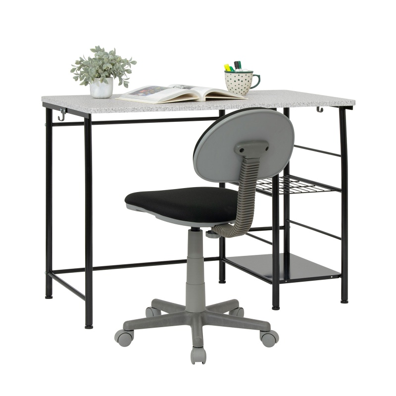 Study Zone Ii Student Desk And Task Chair 2 Piece Set In Black/Spatter Gray