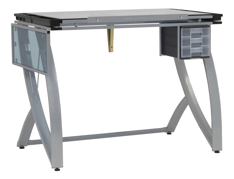 Futura Advance Craft Table In Silver / Blue Glass