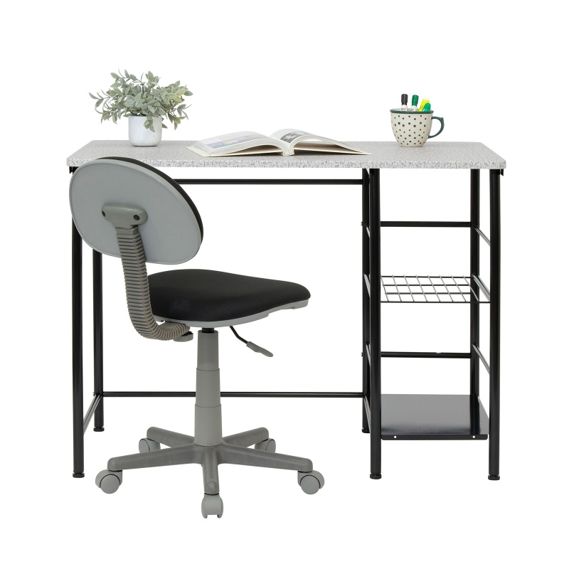 Study Zone Ii Student Desk And Task Chair 2 Piece Set In Black/Spatter Gray