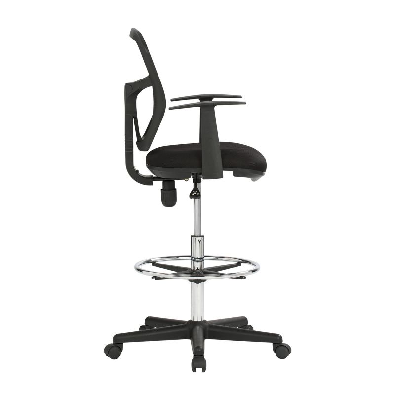 Riviera Height Adjustable Drafting Chair With Arms In Black